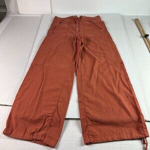 American Eagle Linen Blend Pants Women's 34x29* High Rise Wide Leg Orange Tag 12